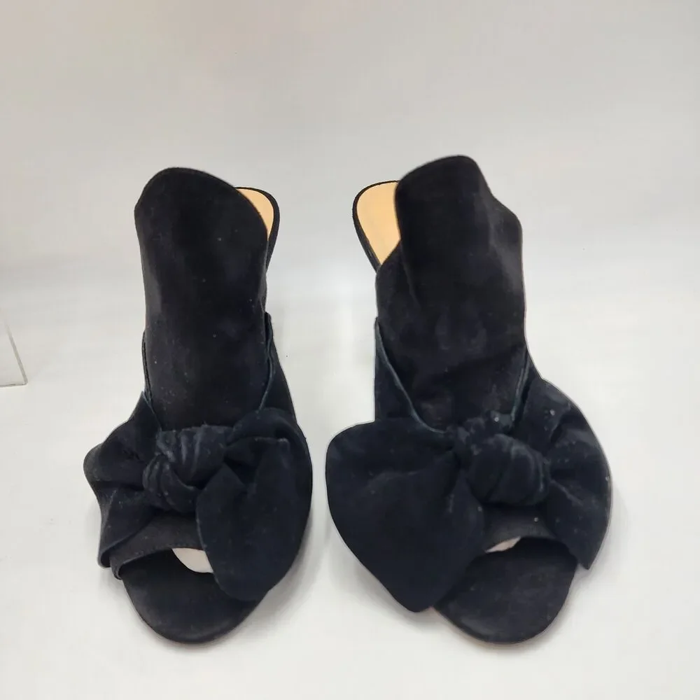 Daya by Zendaya Womens Black Suede Mule Pumps Slip On High Heel 9 Sinclair Bow